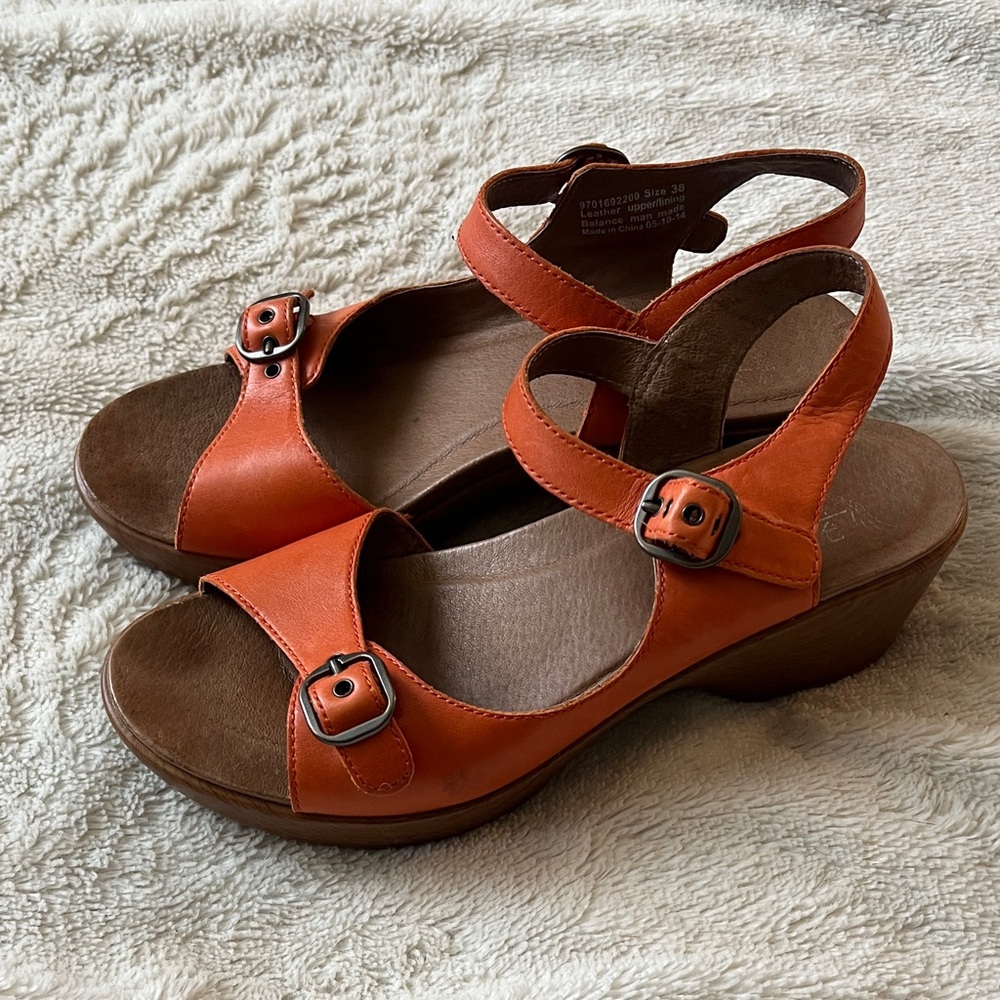 Dansko Women's Orange Buckled Sandals - Picture 2 of 5